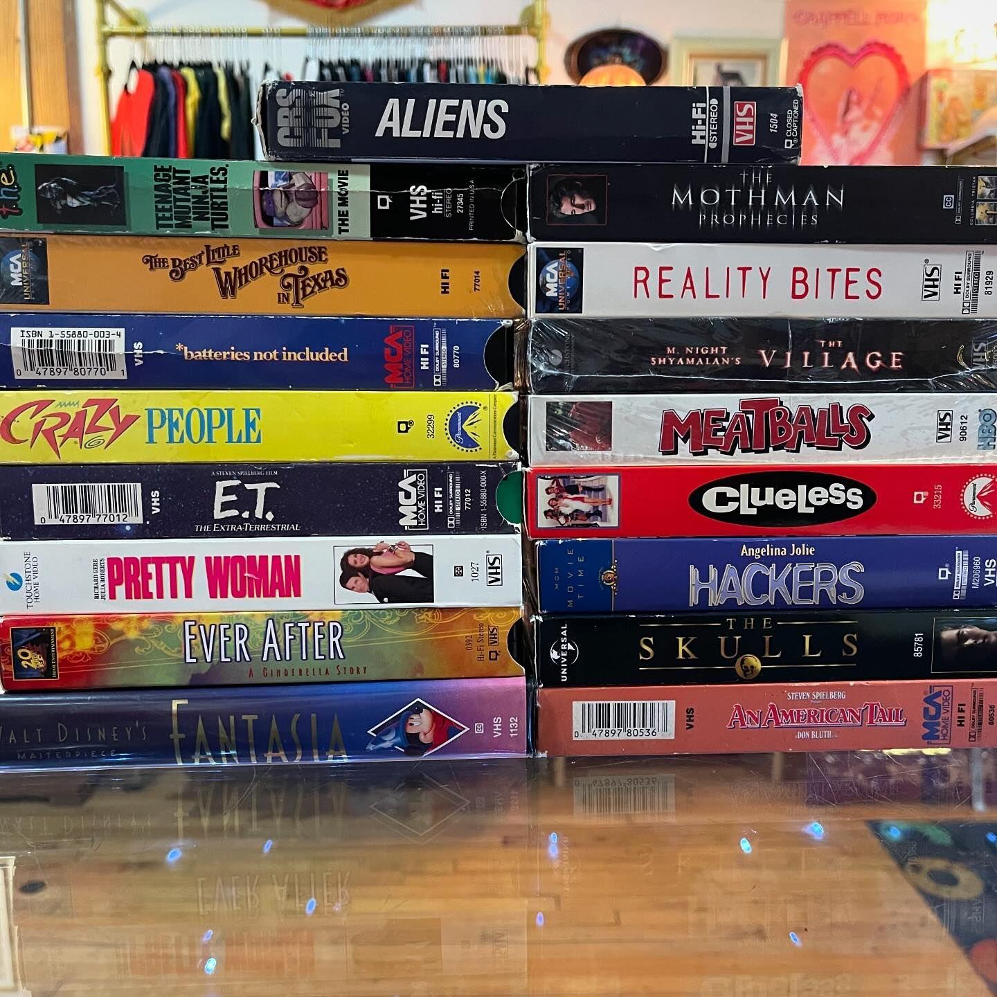 Stack of vintage VHS tapes including 90s favorites